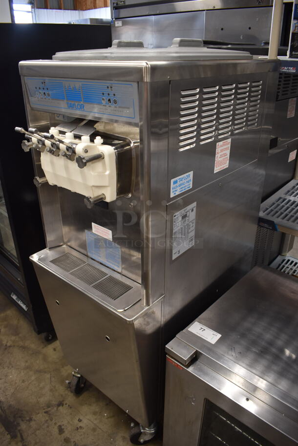 2010 Taylor 794-33 Commercial Stainless Steel Water Cooled 2 Hopper Soft Serve Ice Cream Machine On Commercial Casters. 208-230V, 3 Phase.  - Image 3 of 7