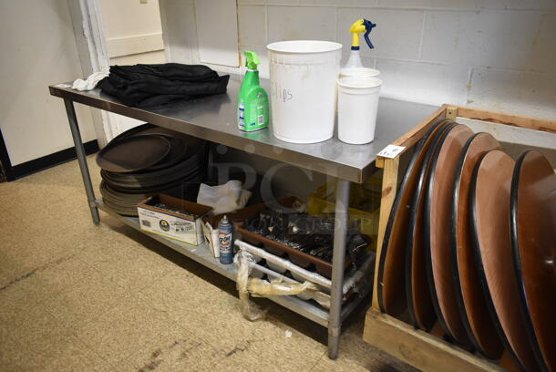 Stainless Steel Table w/ Under Shelf and Contents Including Oval Serving Trays. (hallway) - Image 2 of 4