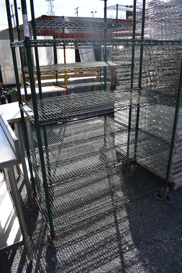 Green Finish 6 Tier Wire Shelving Unit on Commercial Casters. BUYER MUST DISMANTLE. PCI CANNOT DISMANTLE FOR SHIPPING. PLEASE CONSIDER FREIGHT CHARGES. 48x21x91 - Image 3 of 4