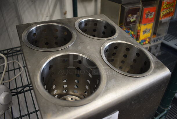 Stainless Steel Countertop 4 Slot Silverware Holder w/ 4 Drop Ins. 10x12x8.5 - Image 3 of 3