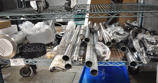 ALL ONE MONEY! Tier Lot of Various Items Including Waffle Machine Plates, Cup Dispenser, Metal Legs and Commercial Casters. 