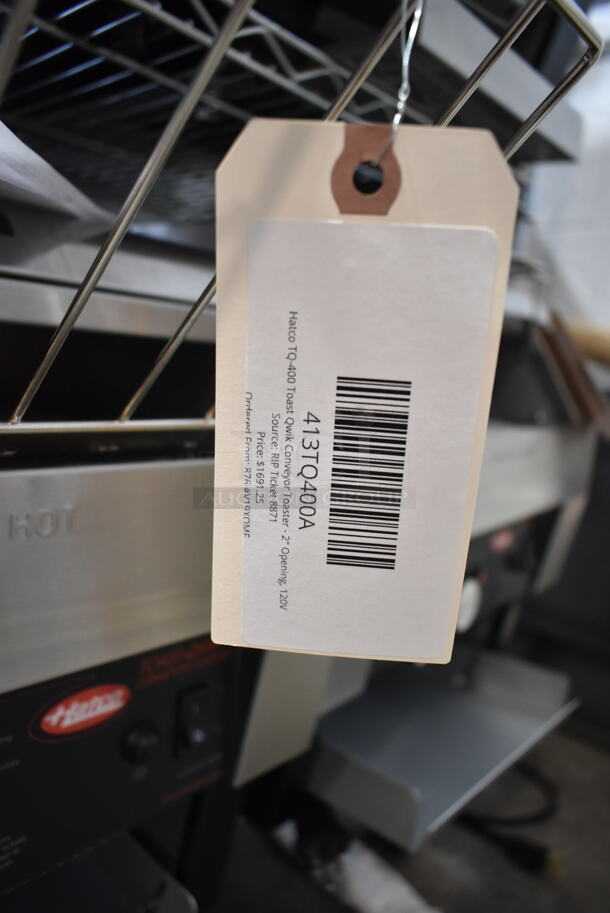 BRAND NEW SCRATCH AND DENT! Hatco TQ-400 Stainless Steel Commercial Countertop Toast Qwik Conveyor Toaster - 2" Opening. 120 Volts, 1 Phase. Tested and Working! - Image 5 of 5