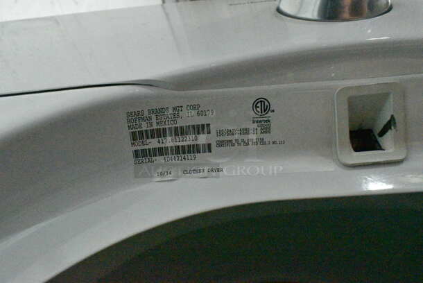 Kenmore 417.81122310 Metal Front Load Dryer. 120/240 Volts, 1 Phase.  - Image 7 of 7