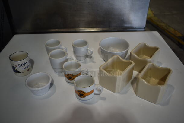 ALL ONE MONEY! Lot of Various White Ceramic Dishes; Sugar Caddies, Mugs and Bowl - Image 2 of 5