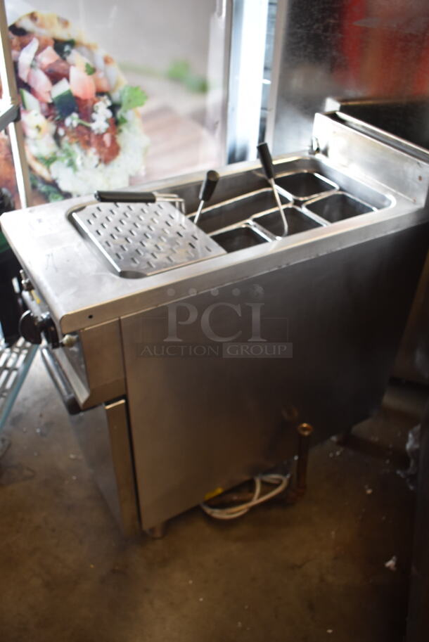 Axis Commercial Stainless Steel Natural Gas Powered Pasta Cooker With 5 Steel Baskets on Galvanized Legs. - Image 3 of 7