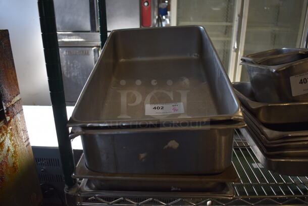4 Various Stainless Steel Full Size Drop In Bins. 1/1x0.5, 1/1x2, 1/1x4. 4 Times Your Bid!