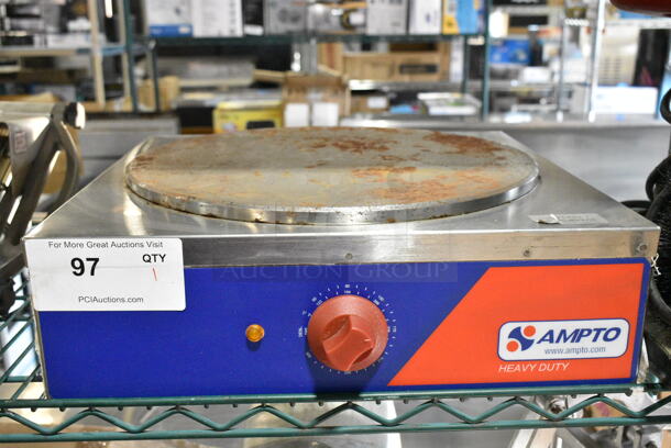 2016 Ampto MPE Stainless Steel Commercial Countertop Electric Powered Single Burner Hot Plate Range. 120 Volts, 1 Phase.  - Image 1 of 4