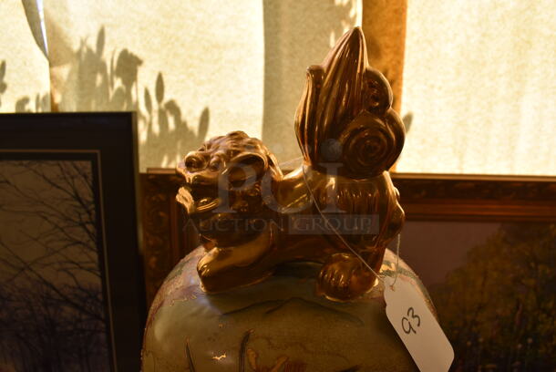 Ornate Asian Style Capped Vase w/ Foo Dog and Samurai Motif. - Image 3 of 7