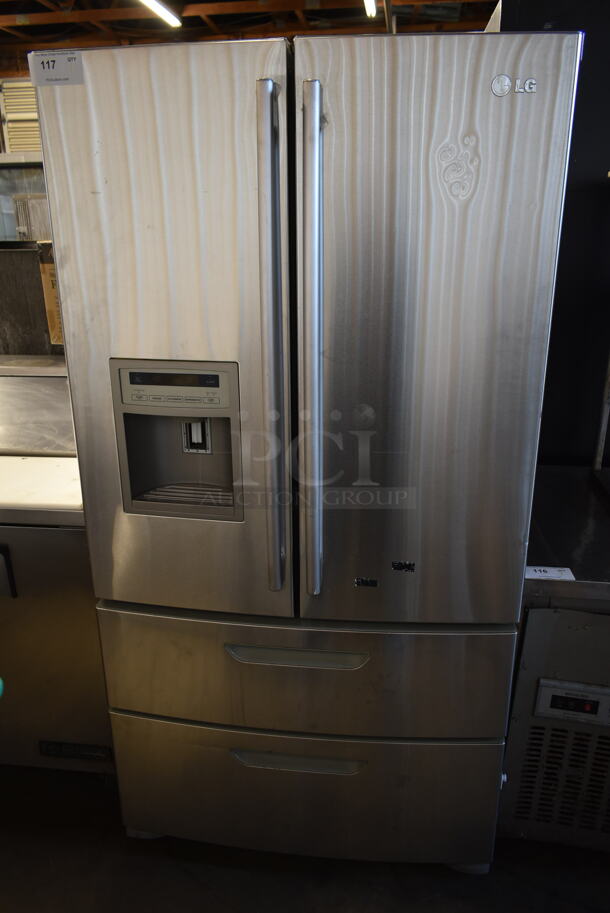 LG LMX25964ST/00 Stainless Steel French Style Cooler Freezer Combo. 115 Volts, 1 Phase. Tested and Powers On But Does Not Get Cold - Image 1 of 9