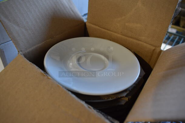 2 Boxes of 12 BRAND NEW Apulum White Ceramic Saucers. 4.5x4.5x1. 2 Times Your Bid! - Image 2 of 5