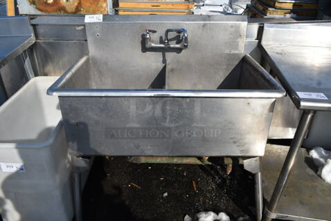 Stainless Steel Commercial 2 Bay Sink w/ Faucet and Handles. Bays 18x21x12