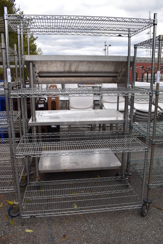Metro Chrome Finish 4 Tier Wire Shelving Unit. BUYER MUST DISMANTLE. PCI CANNOT DISMANTLE FOR SHIPPING. PLEASE CONSIDER FREIGHT CHARGES. 48x24x75