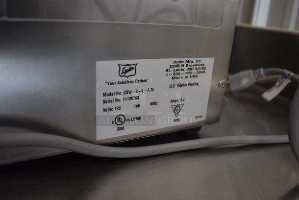 2013 Duke Model CSW-2-T-AM Stainless Steel Commercial Food Warmer w/ Poly Attachment. 120 Volts, 1 Phase. 17.5x16x38. Tested and Working! - Image 4 of 4