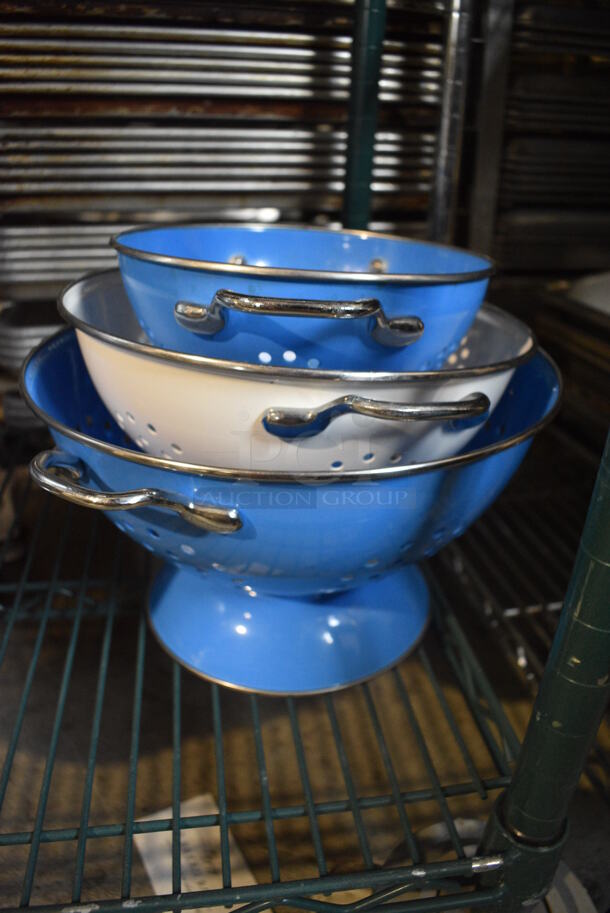 3 Various Metal Colanders. Includes 10x7.5x4.5. 3 Times Your Bid!