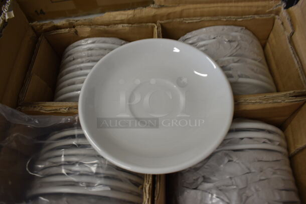 36 BRAND NEW IN BOX! Tuxton ALE-050 White Ceramic Saucers. 5x5x1. 36 Times Your Bid! - Image 1 of 3