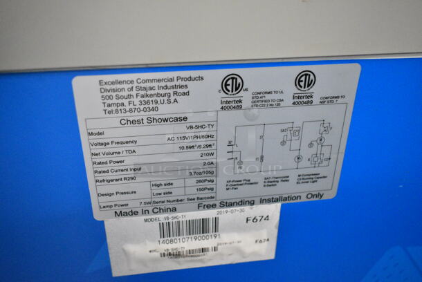 Excellence VB-5HC-TY Metal Commercial Chest Freezer Merchandiser on Commercial Casters. 115 Volts, 1 Phase. Tested and Working! - Image 6 of 6