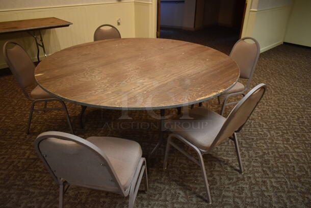 9 Wood Pattern Round Folding Tables. 9 Times Your Bid! BUYER MUST REMOVE. (ballroom #2) - Image 8 of 10