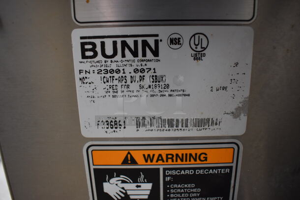 Bunn CWTF-APS DV Stainless Steel Commercial Countertop Coffee Machine w/ Hot Water Dispenser. 120 Volts, 1 Phase. 8x21x24 - Image 3 of 4