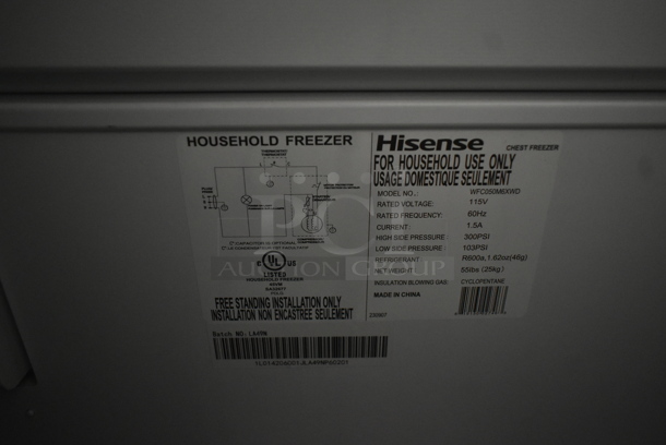 Hisense WFC050M6XWD Metal Chest Freezer. 115 Volts, 1 Phase. Tested and Working! - Image 4 of 4