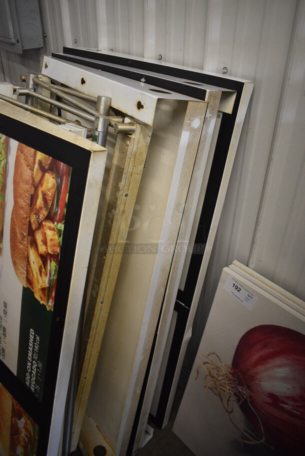 4 White Metal Signs w/ 4 Metal Sign Lights. 49.5x5x24.5. 4 Times Your Bid! - Image 2 of 3