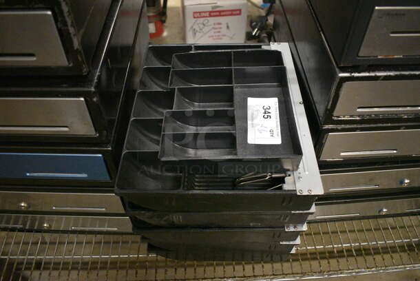 ALL ONE MONEY! Lot of 6 Black Poly Cash Drawer Inserts! Includes 14x11.5x3 - Image 1 of 5