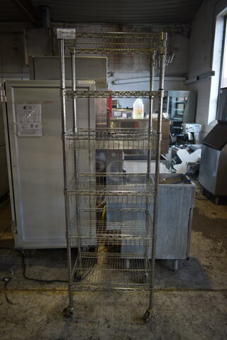 Chrome Finish 6 Tier Wire Shelving Unit on Commercial Casters. BUYER MUST DISMANTLE. PCI CANNOT DISMANTLE FOR SHIPPING. PLEASE CONSIDER FREIGHT CHARGES.