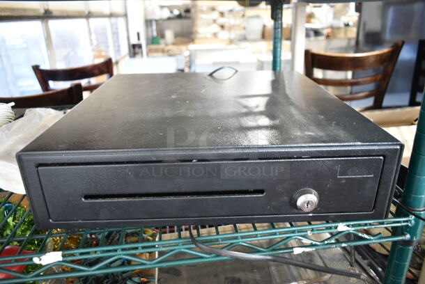 ALL ONE MONEY! Tier Lot of Various Items Including Black Metal Cash Drawer, Extension Cord, Trash Bags - Image 9 of 9