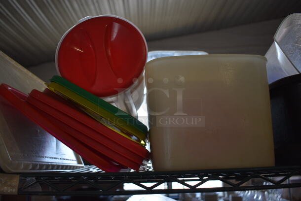 ALL ONE MONEY! Tier Lot of Various Items Including Poly Lids and Green Baskets - Image 3 of 5