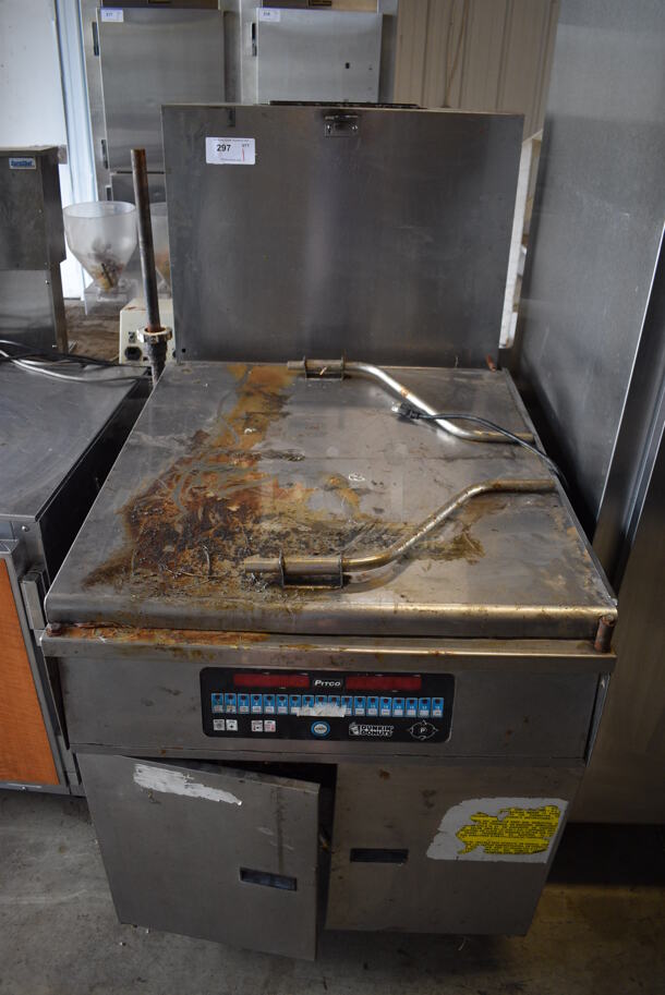 Pitco Frialator Model 24B Stainless Steel Commercial Natural Gas Powered Donut Fryer. 72,000 BTU. 30x43x56