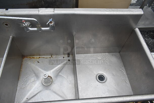 Stainless Steel Commercial 3 Bay Sink w/ Left Side Drain Board, Faucet and Handles. Bays 23x24 - Image 4 of 4