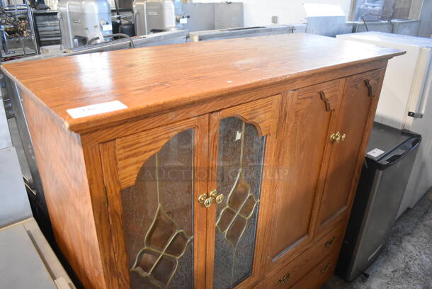 Wooden 4 Door Cabinet w/ 2 Drawers. 58x23x55.5 - Image 2 of 7