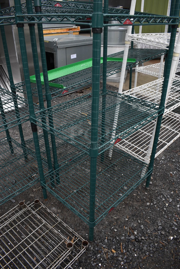Metro Green Finish 4 Tier Shelving Unit. BUYER MUST DISMANTLE. PCI CANNOT DISMANTLE FOR SHIPPING. PLEASE CONSIDER FREIGHT CHARGES. 24x18x75 - Image 2 of 3