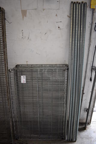 ALL ONE MONEY! Lot of 4 Metro Style Shelves and 4 Poles! 36x24x1.5, 63"
