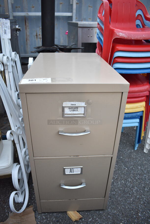 Brown Metal 2 Drawer Filing Cabinet.  - Image 1 of 4