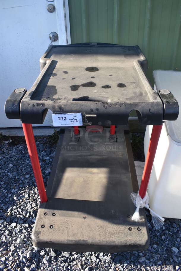 Black and Red Poly 2 Tier Cart on Commercial Casters. 24x41x34 - Image 1 of 5