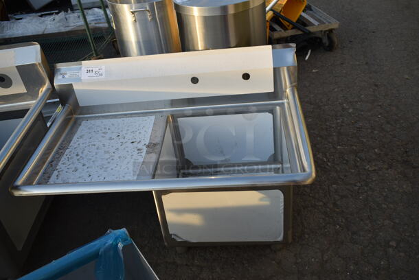 BRAND NEW SCRATCH AND DENT! Steelton 522CS11818L 38 3/4" 18-Gauge Stainless Steel One Compartment Commercial Sink with Left Drainboard - 18" x 18" x 12" Bowl - Image 2 of 6
