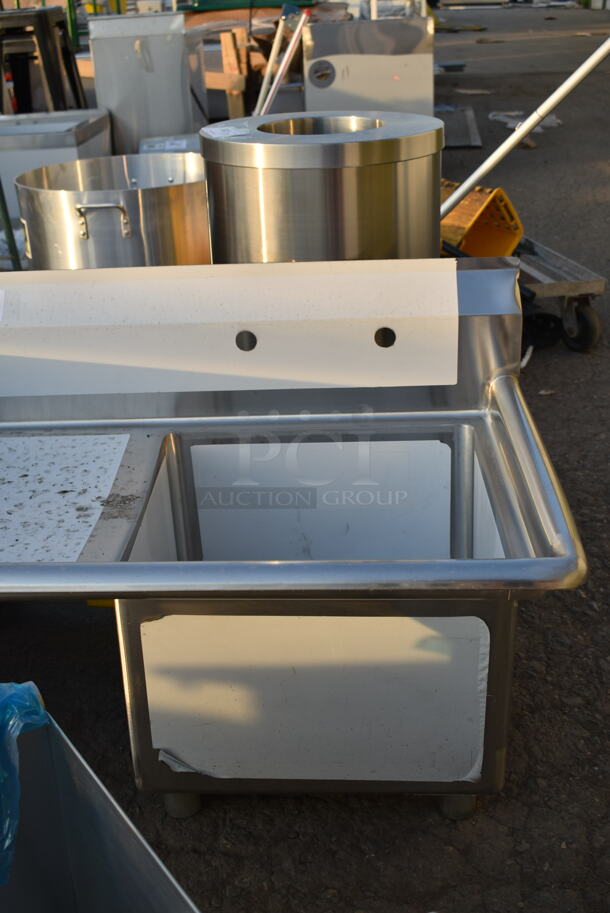 BRAND NEW SCRATCH AND DENT! Steelton 522CS11818L 38 3/4" 18-Gauge Stainless Steel One Compartment Commercial Sink with Left Drainboard - 18" x 18" x 12" Bowl - Image 3 of 6