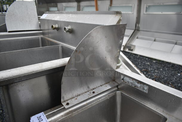 Stainless Steel Commercial 3 Bay Bar Sink w/ Right Side Drain Board. Bays 10x14. Drain Boards 11x15 - Image 5 of 6