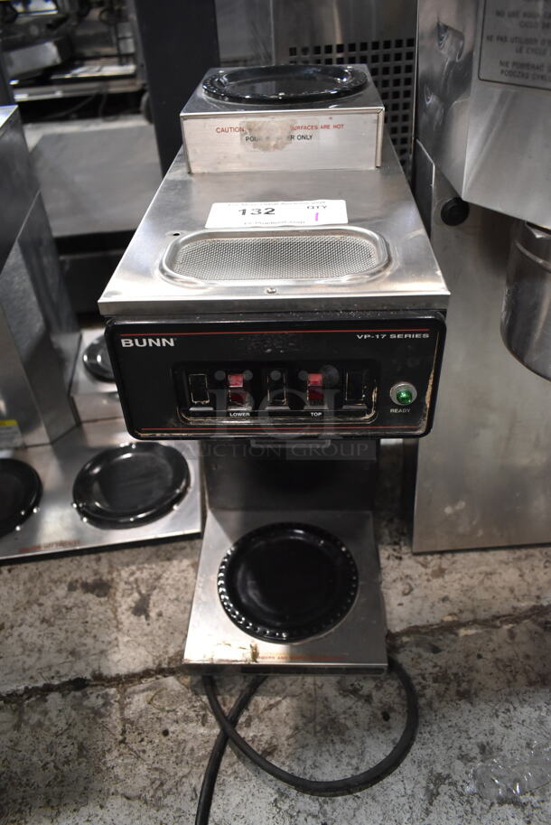 Bunn VP17-2 Stainless Steel Commercial Countertop 2 Burner Coffee Machine. 120 Volts, 1 Phase. 