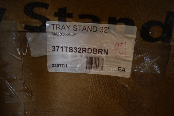Lancaster Table & Seating 371TS32RDBRN 18 1/2" x 16 1/4" x 32" Folding Wood Tray Stand Mahogany - Image 4 of 5