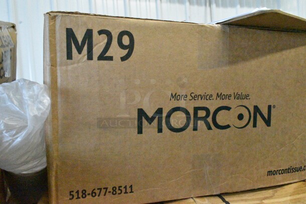 PALLET LOT of 33 BRAND NEW Boxes 395TO991 EcoChoice 9" x 9" x 3" Compostable Sugarcane / Bagasse 1 Compartment Take-Out Box - 200/Case, 2 Box 394360M Noble Products Powdered Disposable Vinyl Gloves for Foodservice - 1000/Case, 394360L Noble Products Powdered Disposable Vinyl Gloves for Foodservice - 1000/Case, 130BKFKSNSPH Choice Black Heavy Weight Wrapped Plastic Cutlery Pack with Napkin and Salt and Pepper Packets - 500/Case, 127P400 Choice 4 oz. Black Plastic Souffle Cup / Portion Cup - 2500/Case, 2 Box 5001BNAP Choice 1-Ply White Beverage / Cocktail Napkin - 4000/Case, 966TALLFLDB Choice White Tall-Fold 6" x 13" Dispenser Napkin - 8000/Case, Choice 9" Round Dome Take Out Lids, 5005DNAPFLTE Choice Touchstone 14" x 14" White Linen-Feel Flat-Packed Dinner Napkin, 395SP10 EcoChoice Compostable Sugarcane / Bagasse 10" x 10" Square Plate - 300/Case, 5013858 Lavex Li'l Herc 55-60 Gallon 1.2 Mil 38" x 58" Low Density Medium-Duty Black Trash Bag / Can Liner - 100/Case, 5008W Choice 8 oz. Tall White Poly Paper Hot Cup - 1000/Case, 2 Box 795PTOBK3 Choice 7 3/4" x 5 1/2" x 2 1/2" Black Microwavable Folded Paper #3 Take-Out Container - 200/Case, Dart 9CPWC Concorde 9" 3 Compartment White Non-Laminated Round Foam Plate, 485WB9NEONW Choice 9" Neon Extra Wide Pointed Wrapped Boba Straw - 1600/Case, 612DS3COMP Choice 8 1/2"x 6 3/8" 3-Compartment Oblong Foil Take-Out Container with Board Lid - 250/Case. 33 Times Your Bid! - Image 12 of 12