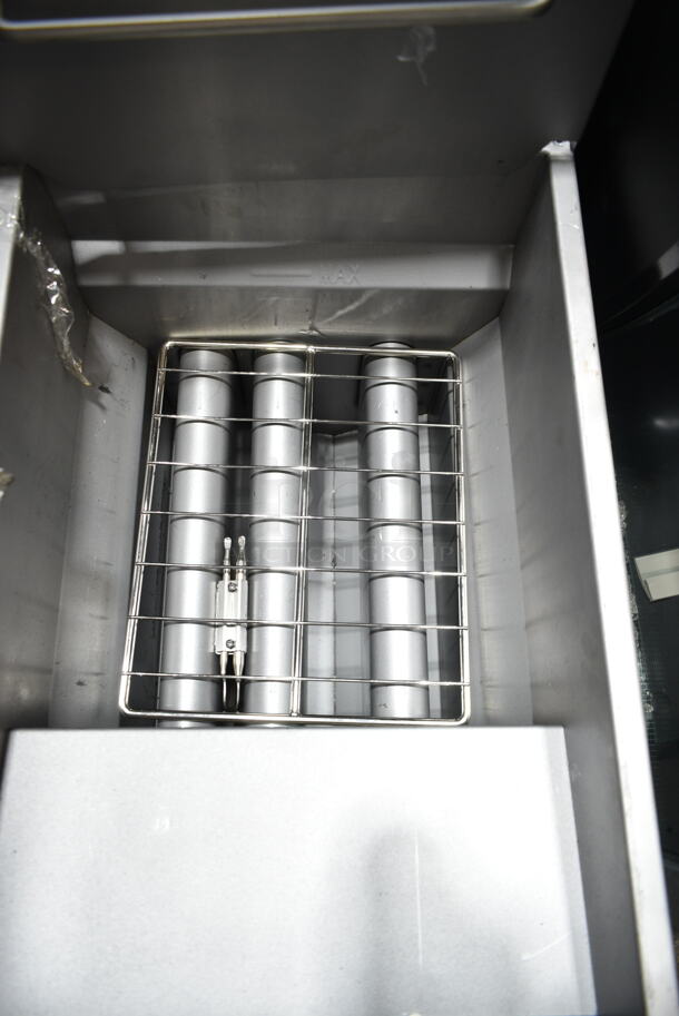 BRAND NEW SCRATCH AND DENT! Wilprep WP-F3-NG Stainless Steel Commercial Floor Style Natural Gas Powered Deep Fat Fryer w/ 2 Metal Fry Baskets. 90,000 BTU.  - Image 4 of 9
