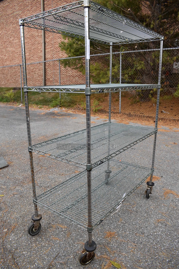 Metro Chrome Finish 4 Tier Wire Shelving Unit on Commercial Casters. BUYER MUST DISMANTLE. PCI CANNOT DISMANTLE FOR SHIPPING. PLEASE CONSIDER FREIGHT CHARGES. 48x24x68 - Image 4 of 5