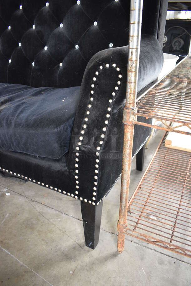 Black Chair w/ Arm Rests and Nail Head Trim. 59x30x50 - Image 3 of 6