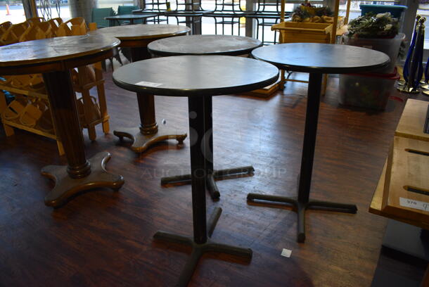 3 Black Round Bar Height Tables on Black Metal Table Base. 30x30x42. 3 Times Your Bid! (lounge) - Image 2 of 4