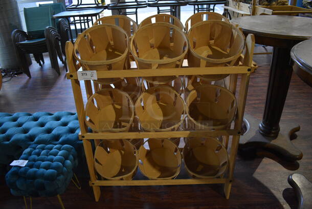 2 Wooden Stands w/ 9 Baskets Each. 38.5x12x44.5. 2 Times Your Bid! (lounge)