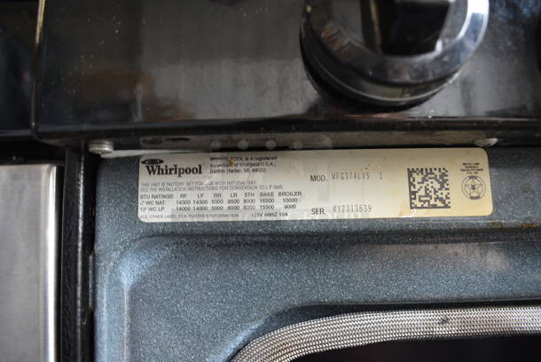 Whirlpool Model XFG374LVS Natural Gas Powered 4 Burner Range w/ Oven. 30x26x46.5 - Image 6 of 7