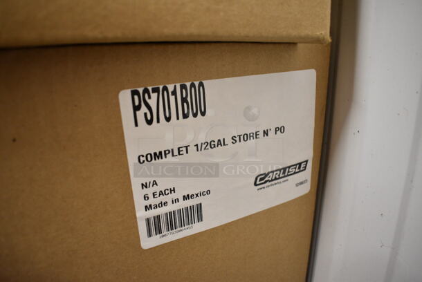 3 Boxes of 6 BRAND NEW SCRATCH AND DENT! Carlisle Store N' Pour 1/2 Gallon Container Set with Assorted Color Caps, Necks and Spouts PS701B00. 3 Times Your Bid! - Image 5 of 6