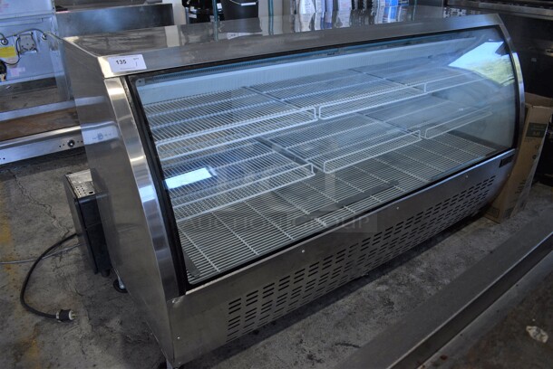 Xiltek Model XDC-200SS-HC Stainless Steel Commercial Floor Style Deli Display Case Merchandiser w/ Poly Coated Racks on Commercial Casters. 115 Volts, 1 Phase. 82x32.5x48. Tested and Working!
