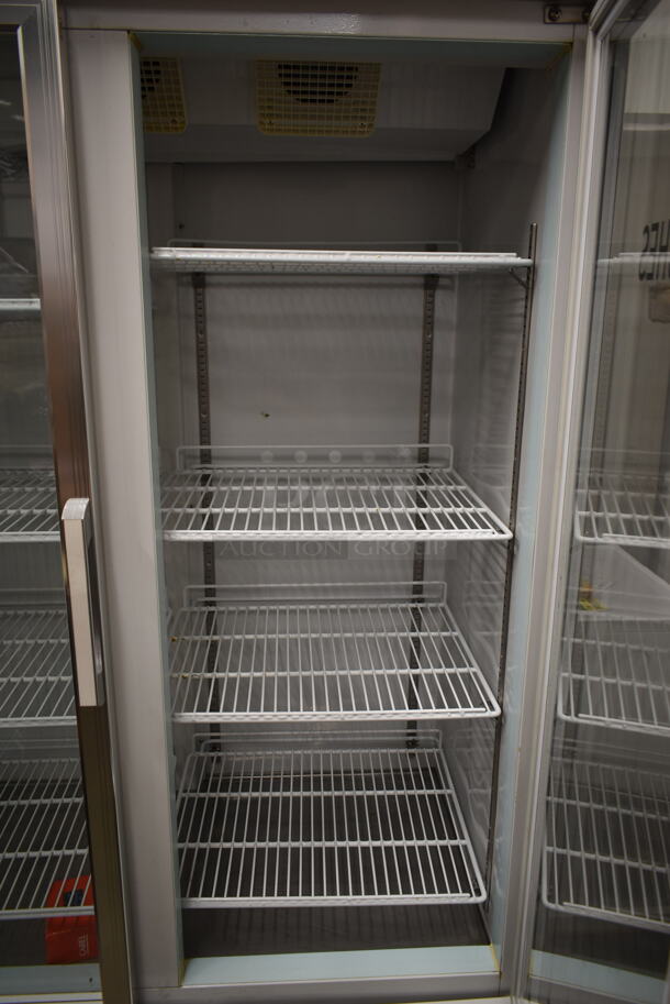 LIKE NEW! Avantco 178GDC40 Metal Commercial 2 Door Reach In Cooler Merchandiser w/ Poly Coated Racks on Commercial Casters. 115 Volts, 1 Phase. Tested and Working! - Image 7 of 10